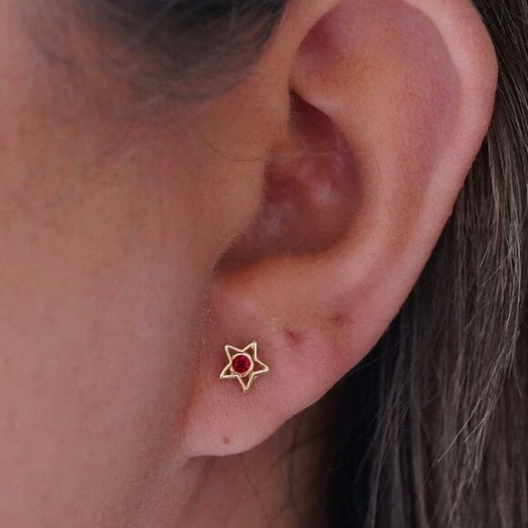 14k Solid Gold Dainty Earrings with Screw Back | Birthday Gift | Tehrani Jewelry - Picture 7 of 9